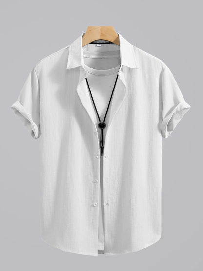 2026 Men's Simple and Fresh Shirt - Street Fashion Loose Quick-Drying Casual Shirt-Hawaiian Vacation Style Solid Collar Cardigan