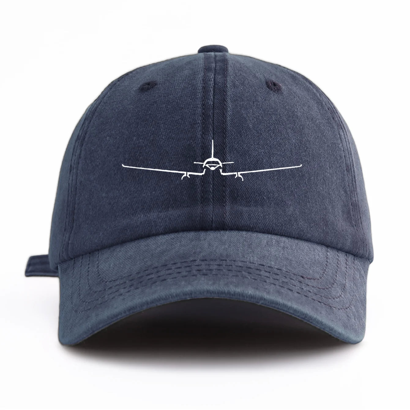 1pc Airplane Print Washed Baseball Cap for Adults,Minimalist Retro Style Casual Soft Adjustable Dad Hat,Perfect As Gift