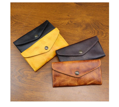 Genuine Leather Retro Men Handmade Wallet Handbag High Quality Phone Pocket Simple Card Bag Big Capacity Male Purses