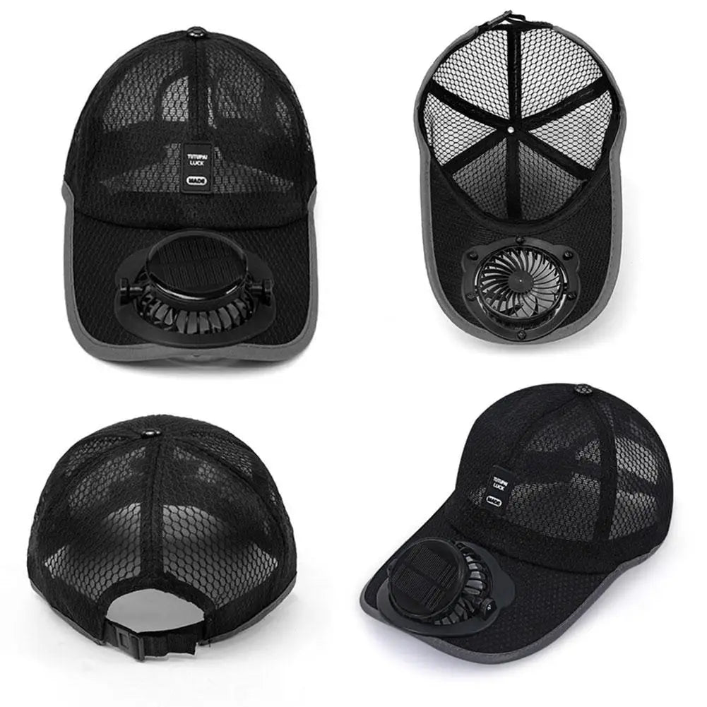 Summer Men Women Mesh Baseball Hat Sun Block Baseball Hat With Solar Fan USB Charging Fan Breathable UV Block Outdoor Sunhats