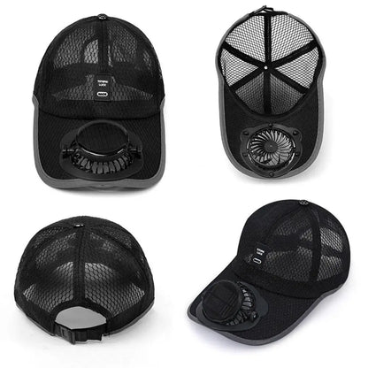 Summer Men Women Mesh Baseball Hat Sun Block Baseball Hat With Solar Fan USB Charging Fan Breathable UV Block Outdoor Sunhats