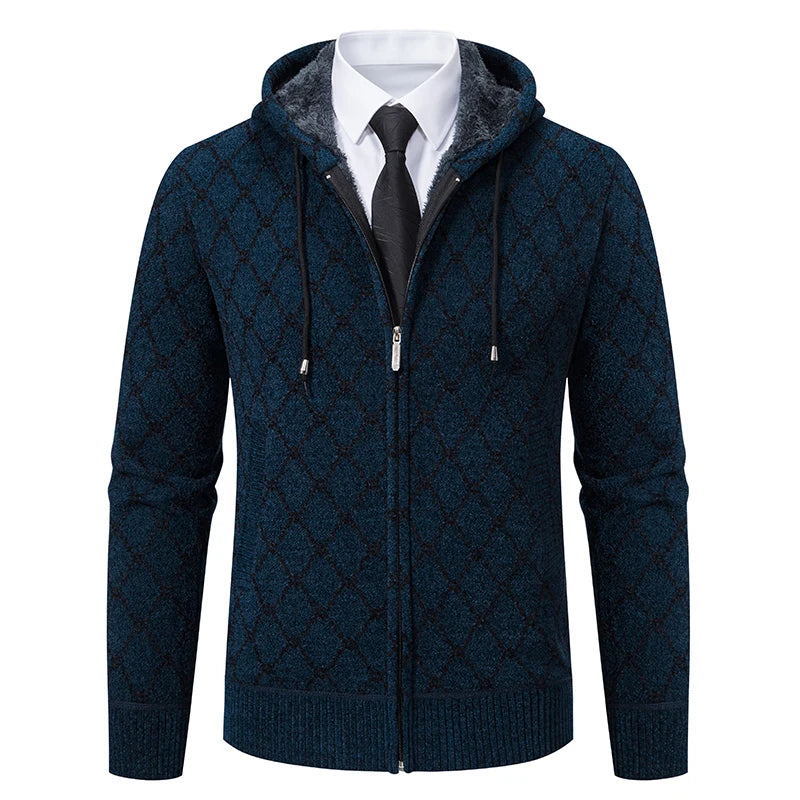 Winter plus velvet padded cardigan sweater men's sweater warm coat