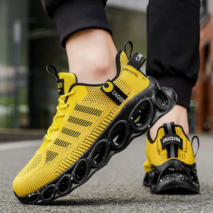 Men's Casual, Fashionable and Comfortable Shock-Absorbing Blade Shoes, Breathable Lace-Up Non-Slip Shoes, Suitable for Jogging, Daily Wear, Gym