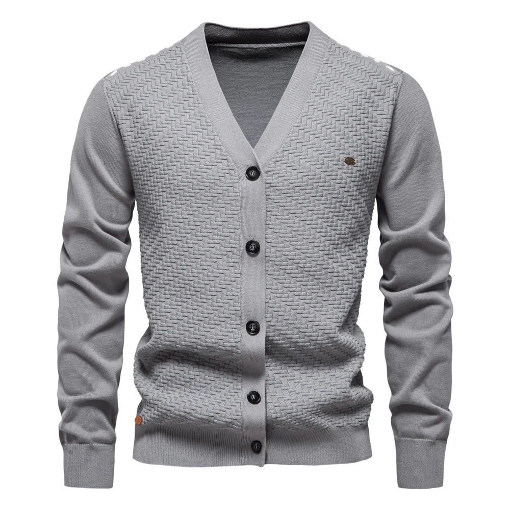2025 Men's V-Neck Button-Up Cotton Cardigan Sweater Casual Knitwear Social Knitted Cardigans for Men