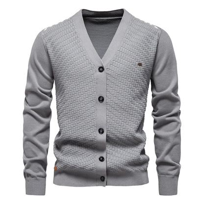 2025 Men's V-Neck Button-Up Cotton Cardigan Sweater Casual Knitwear Social Knitted Cardigans for Men