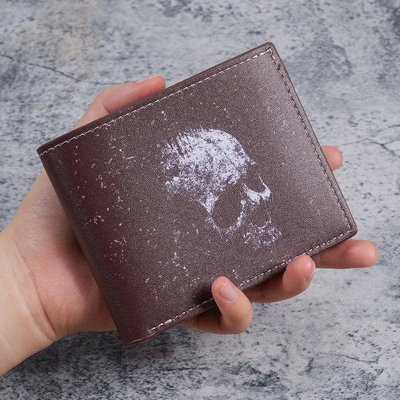 Cross-border special wallet bat skull short wallet retro skull printed men's and women's coin purse