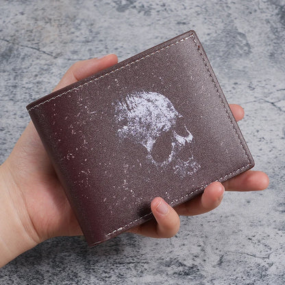 Cross-border special wallet bat skull short wallet retro skull printed men's and women's coin purse
