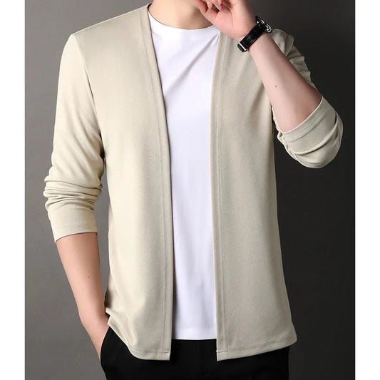 Spring Autumn Knit Cardigan Men Fashion Solid Color Stand Collar Slim Fit Comfortable Casual Men's Korean Knitted Sweater Jacket