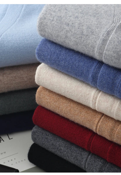 100% Pure Wool Sweater Autumn Winter New Men's Cardigan V-Neck Buckle Jacket Loose Casual Cashmere Knitted Sweater Long Sleeveds