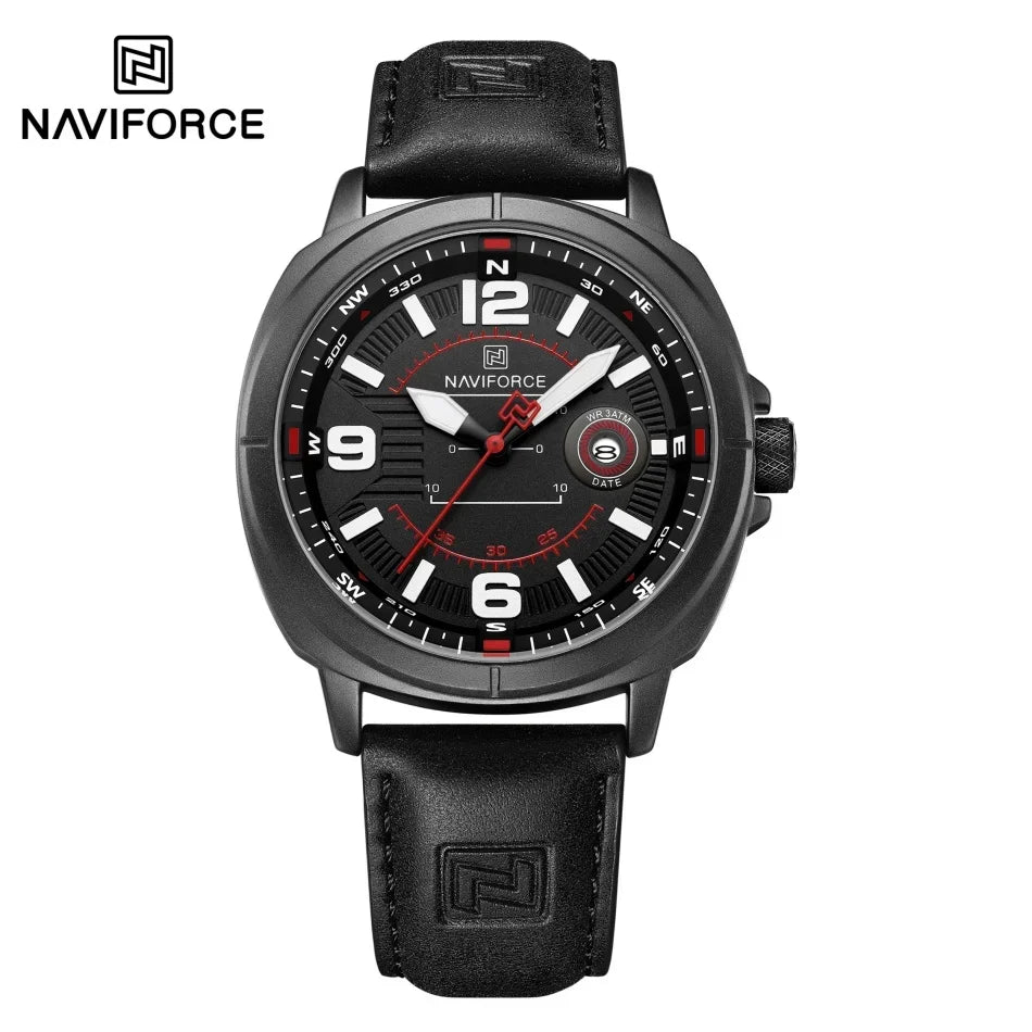 NAVIFORCE  High Quality Male Wristwatch PU Band Calendar Brand Men Quartz Watch Auto Date Display Waterproof Clocks Reloj Hombre
