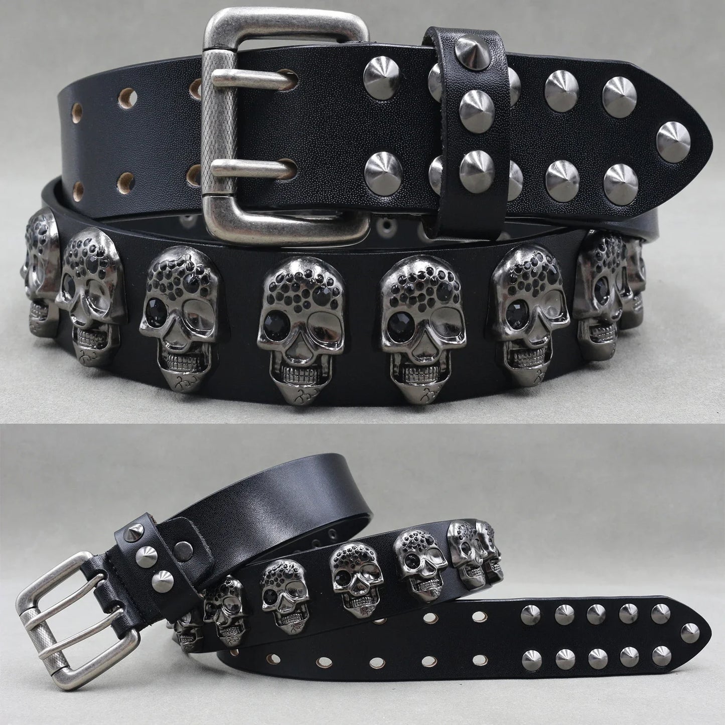 Designer Brand Belt Men Rivet Real Leather Pin Belt Male Black Rock Genuine Leather Cowhide Luxury Punk Belt Jeans