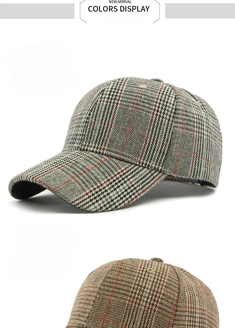 Hat Men's Spring Summer Outdoor Sunscreen Visor Classic Checkered Baseball Cap Hard Top Women's Cap Sun Cap