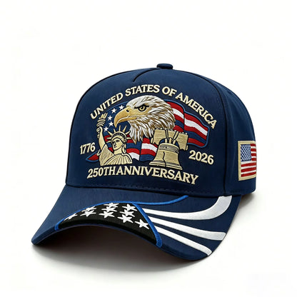 250th Anniversary Patriotic Baseball Caps, Retro Embroidered Adjustable Hats, Independence Day Gifts for History Enthusiasts