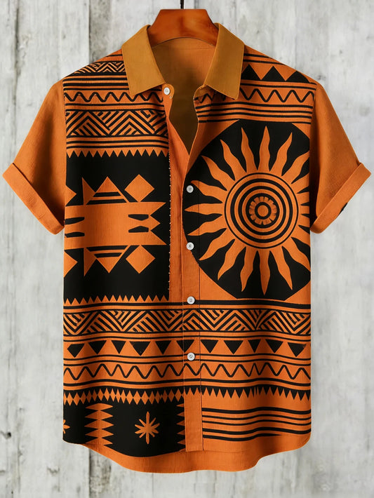 2026 Summer Men's Linen Short Sleeve Shirts Funny Animal Ethnic Patterns 3D Printed Shirts Casual Outdoor Designer Clothes Men