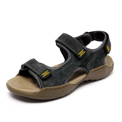 New Mens Summer Sandals High Quality Outdoor Walking Beach Sandals Roman Genuine Leather Casual Shoes Retro Comfortable Sneakers