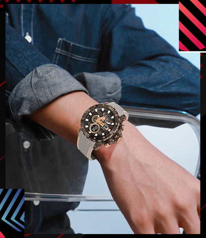 SMAEL 8136 50M Waterproof Military Watch for Men - LED Backlight Alarm Chronograph Stopwatch Shockproof Outdoor