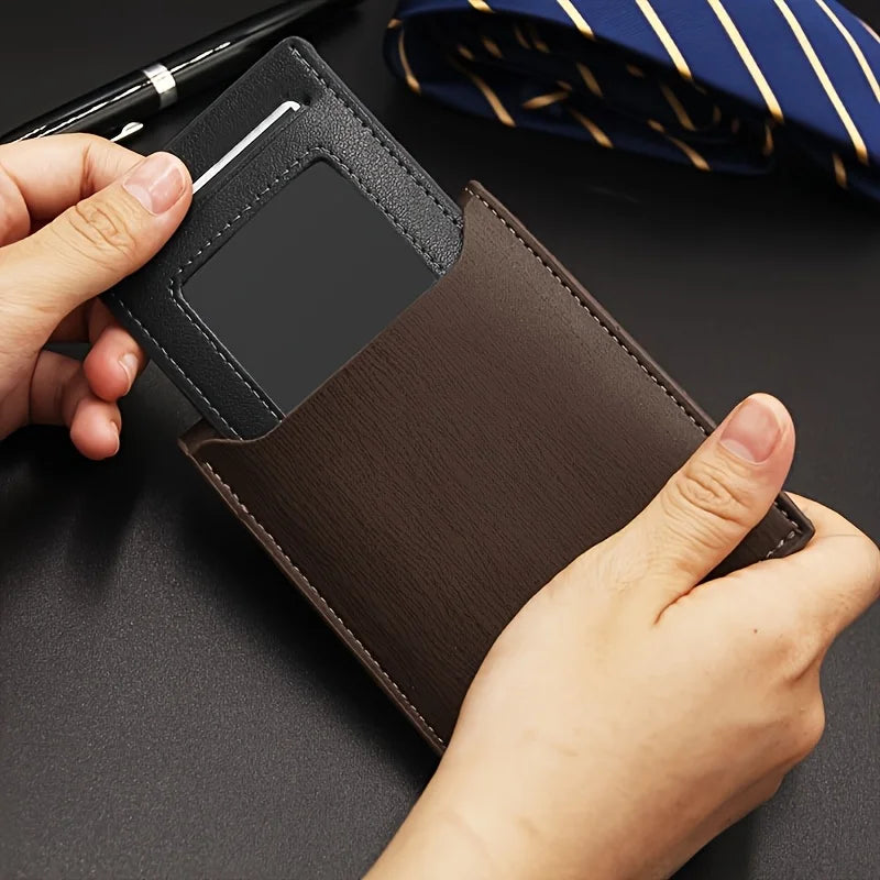 Custom Engraved Initials & Name PU Leather Wallet Men Gift for Birthday, Anniversary, Father's Day, Christmas Gift Personalized
