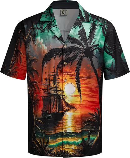 Men's Coconut Tree 3D Print Shirt for Summer - Quick-Drying, Loose Fit, Suitable for Everyday Wear, Perfect for Beach Vacations