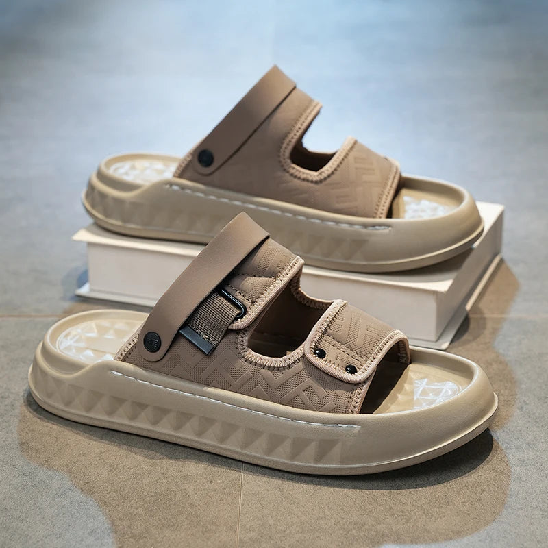 Men's casual slip on sandals summer soft-sole breathable lightweight outdoor walking shoes fashion sports Dual-purpose slippers