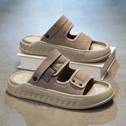 Men's casual slip on sandals summer soft-sole breathable lightweight outdoor walking shoes fashion sports Dual-purpose slippers