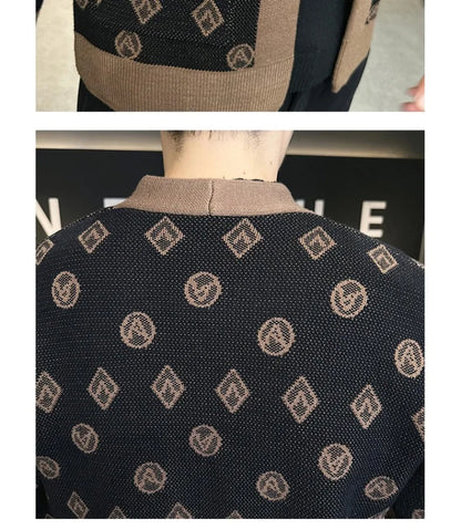 Brand Autumn Jacquard Knitted Cardigan Jackets Men Casual Business Sweater Coats Fashion Button Cardigans Men Clothing M-4XL