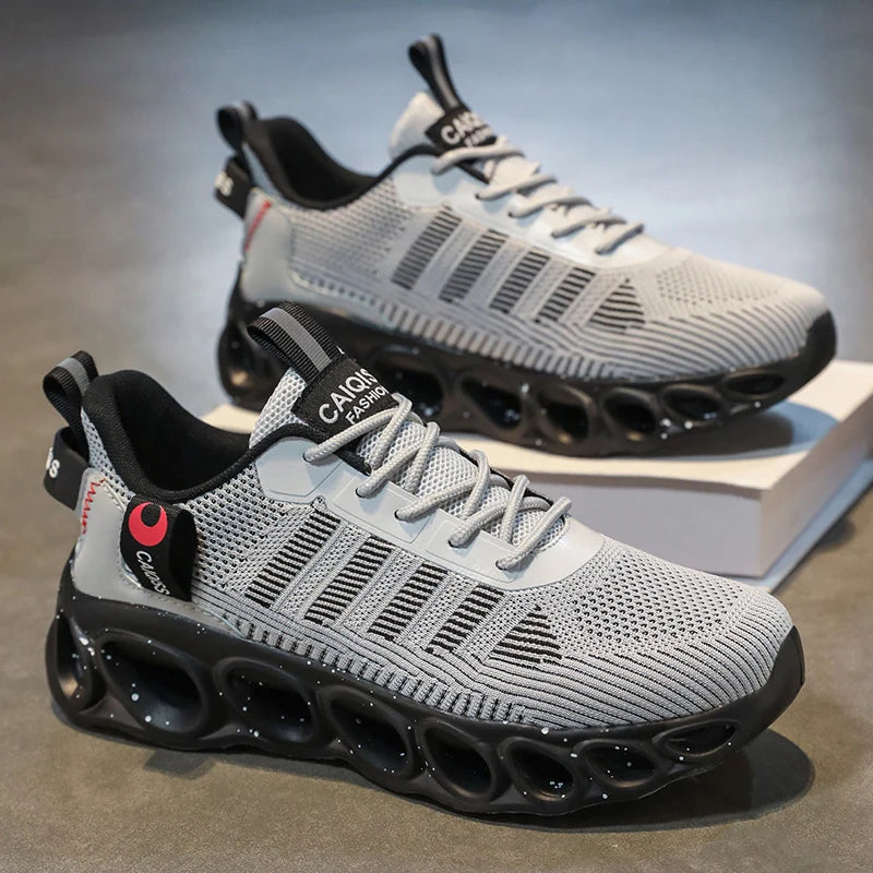 Men's Casual, Fashionable and Comfortable Shock-Absorbing Blade Shoes, Breathable Lace-Up Non-Slip Shoes, Suitable for Jogging, Daily Wear, Gym