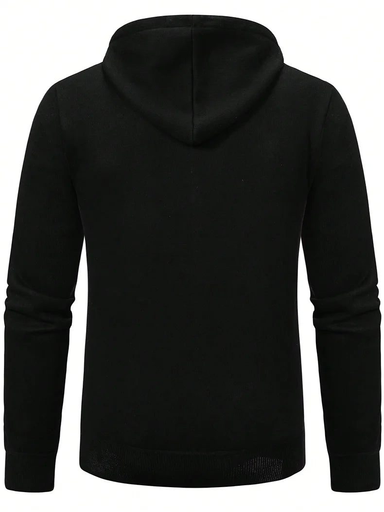 Big Size Men's Casual Full Zip Sweaters Knitted Cardigan with Hood Autumn Winter Male Clothing