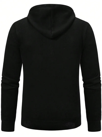 Big Size Men's Casual Full Zip Sweaters Knitted Cardigan with Hood Autumn Winter Male Clothing