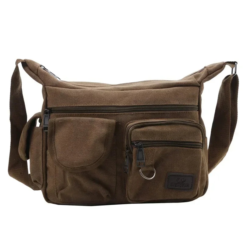 Men's Canvas Shoulder Bag Casual Tote Travel Crossbody Bag Luxury Messenger Bag High Quality Fashion Handbag Chest Bag