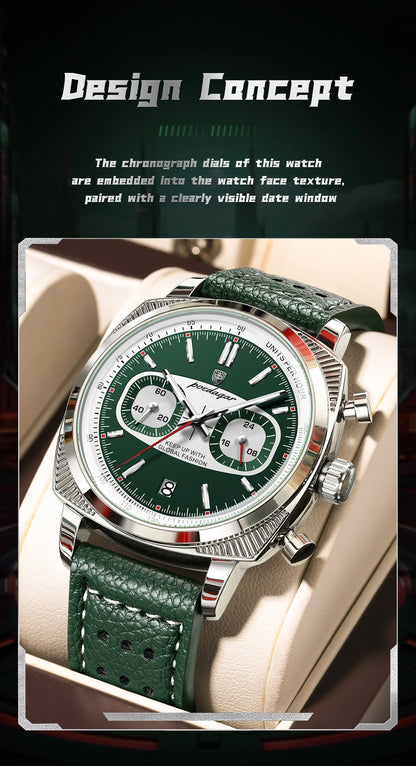 POEDAGAR Original Fashion Men Clock Luminous Waterproof Chronograph Date Watch For Man Luxury Leather Quartz Men's Watches Reloj