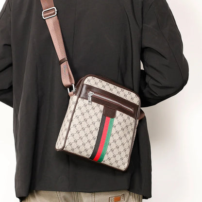 Luxury Design Men's Crossbody Bags Fashion Plaid Letter Printed Crossbody Bag Men Square Shoulder Bag Male Sling Messenger Bag