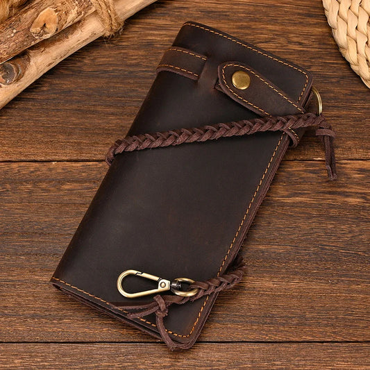 Newsbirds Genuine Leather Long Wallet Wrist Belt Strap Chain Wallet Christmas Gift Wallet gift men woman wallets Clip Purse