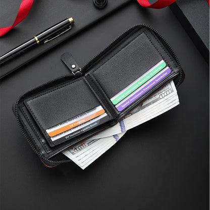 Men Retro Short Wallet Three Fold Splicing Color Design Multifunctional Business Wallet with Hidden Pocket for Daily Casual Use