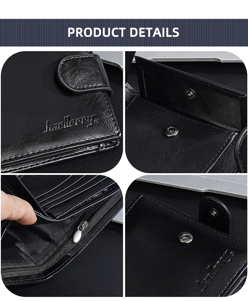 Baellerry New Short Men Wallets Zipper Coin Pocket Business Male Purses High Quality PU Card Holder Small Wallet For Men