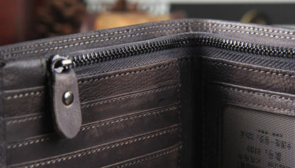 Fashion Vintage Genuine leather Wallet Men short Bifold Money Clips Leather male wallet Purse Coin Bag money Holder WC-007