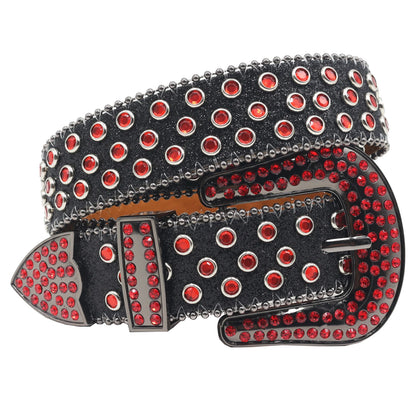 Rhinestone belt Leopard Shiny leather belts for women western rhinestone studded belt men vintage diamond  belt jeans waistbands