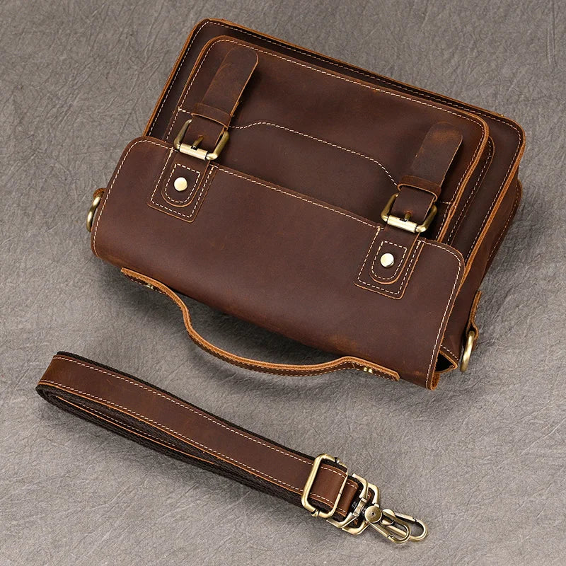 Luufan Crazy Horse Leather Men's Shoulder Bag Vintage Messenger Bags Men Male Small Travel Crossbody Bags Man Handbag Sling Bag