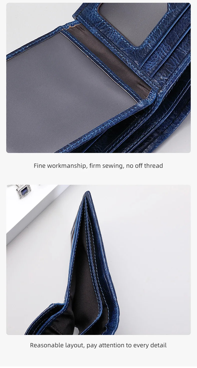 BULLCAPTAIN New Men's Leather Wallet RFID Function Fashion Business Multi-Card Men's Wallet Clip QB026