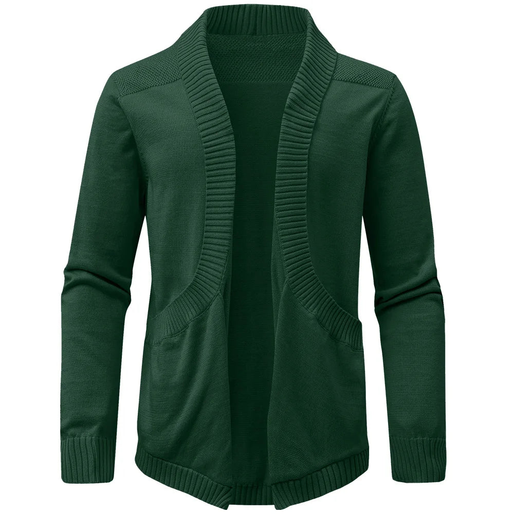 Men's Sweater Cardigan Spring Casual Classic V-neck Solid Color Cardigan Knit Soft Sweater Fashion Male Tops US Size