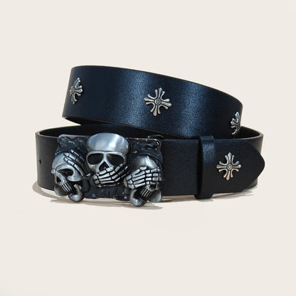 Fashion Punk Belt Cross Melancholic Second-generation Belt Design High Quality Gothic Accessories Plus Size Belt for Men Women