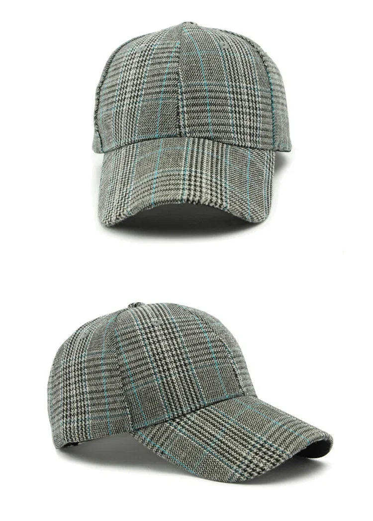 Hat Men's Spring Summer Outdoor Sunscreen Visor Classic Checkered Baseball Cap Hard Top Women's Cap Sun Cap