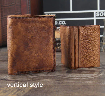 Fashion Vintage Genuine leather Wallet Men short Bifold Money Clips Leather male wallet Purse Coin Bag money Holder WC-007
