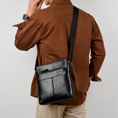 Men's Business Casual Backpack, Single-Shoulder Crossbody Pu Leather Briefcase, Multi-Compartment Large Capacity