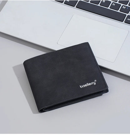 New Men's leather short wallet thin wallet Lightweight minimalist soft wallet