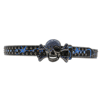 Rhinestone belt Skull Designer Belt Fashion Luxury Mens Belt and Lady Leather Decorated with Colorful Diamonds