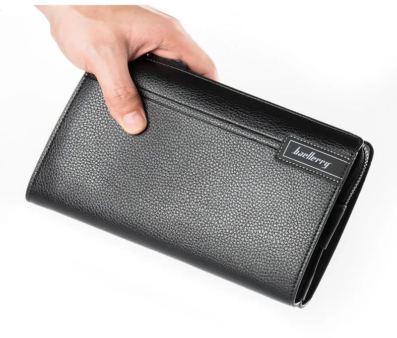 Baellerry Large Capacity Phone Pocket New Men Wallets Handbag Brand Card Holder Zipper Male Wallets Passport Case Men's Purses