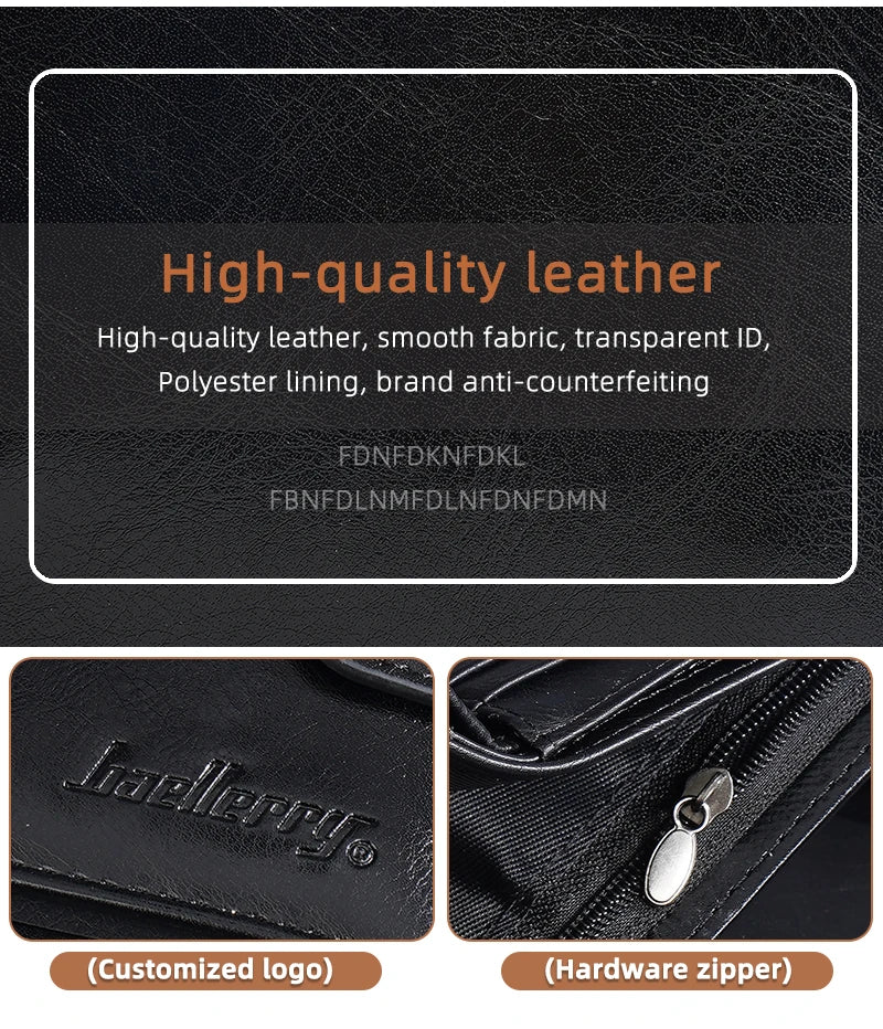 Baellerry New Short Men Wallets Zipper Coin Pocket Business Male Purses High Quality PU Card Holder Small Wallet For Men