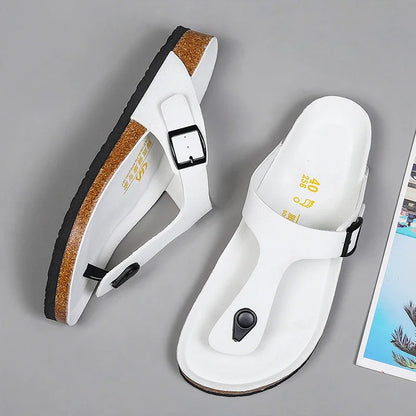 Brand Men Casual Flip Flops Slippers Men Outdoor Flats Slipprs Luxury Men Leather Summer Beach Vacation Casual Slippers Shoes