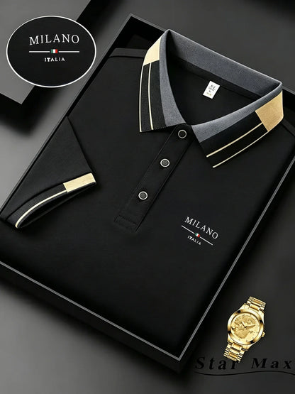 Men's Luxury Short Sleeve Polo Shirt with Horse Embroidery Milan Style Summer Casual T Shirt Men Business Brand Clothing