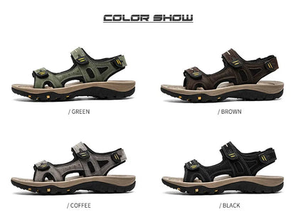 Genuine Leather Men Sandals Summer New Large Size Men Sandals Outdoor Men's Casual Shoes Fashion Sandals Slippers Big Size 38-48